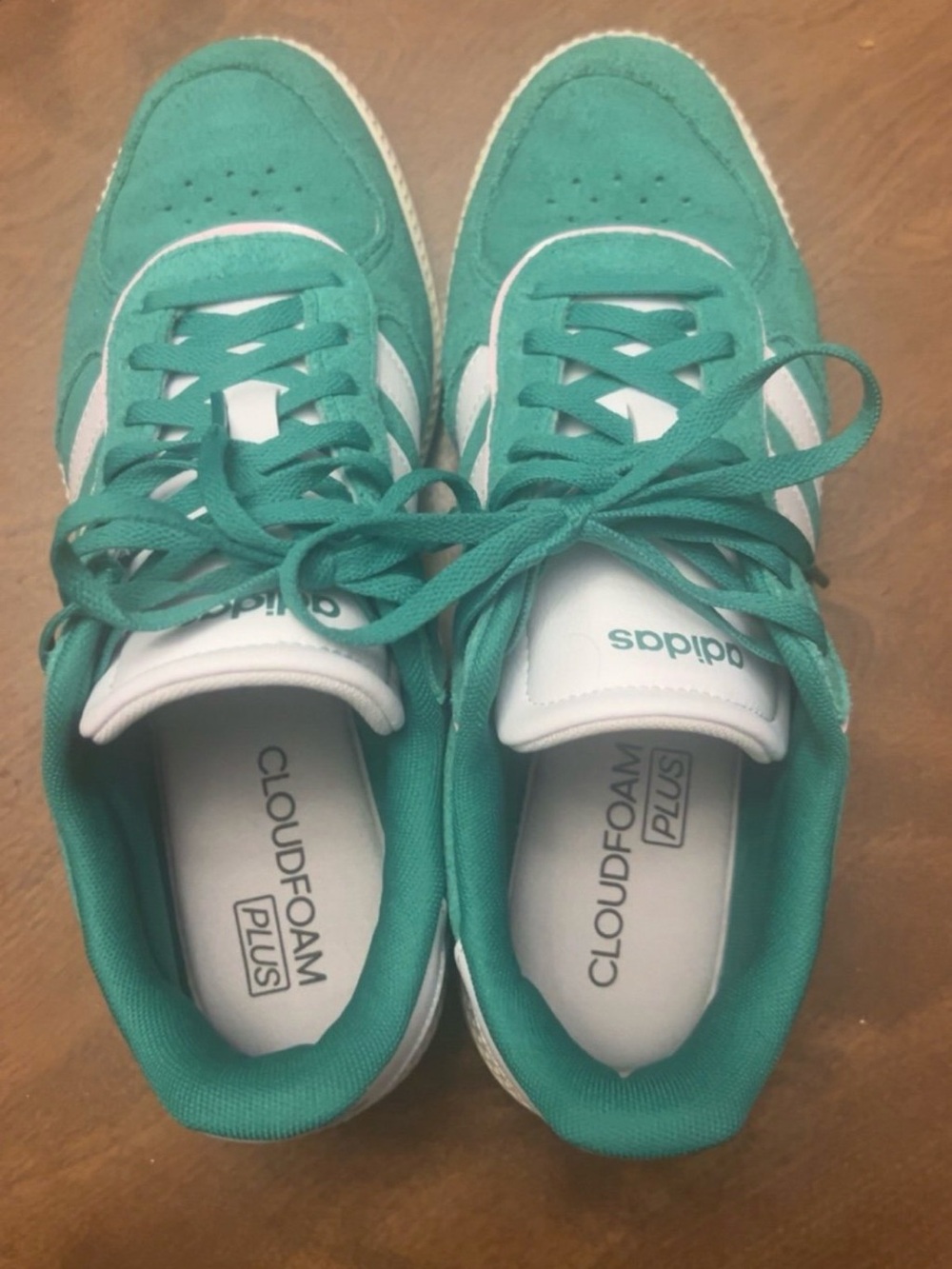 adidas Teal and White Cloudfoam Plus Sneakers Size 8